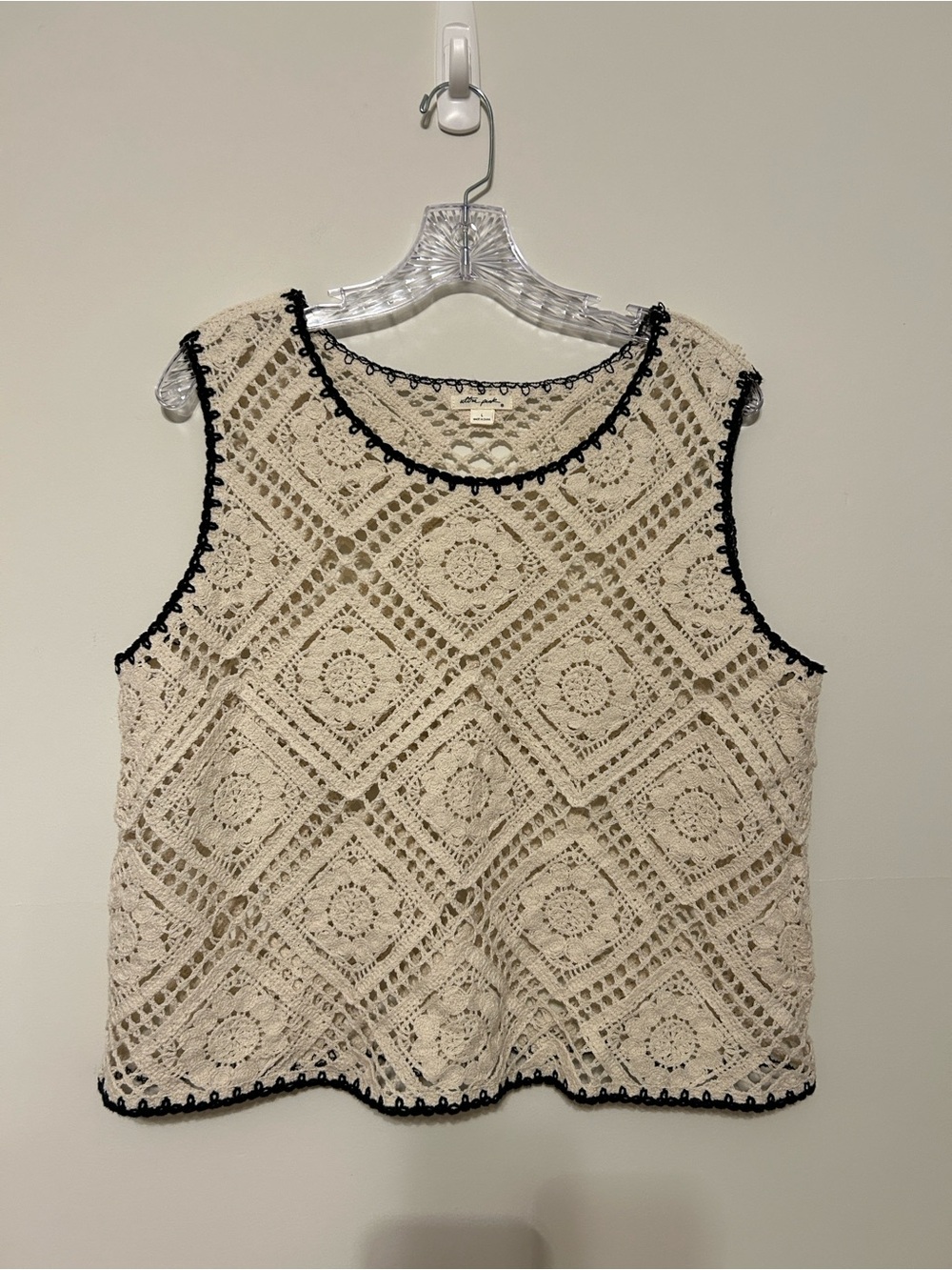 Ultra Pink Crochet Granny Square Boho Top